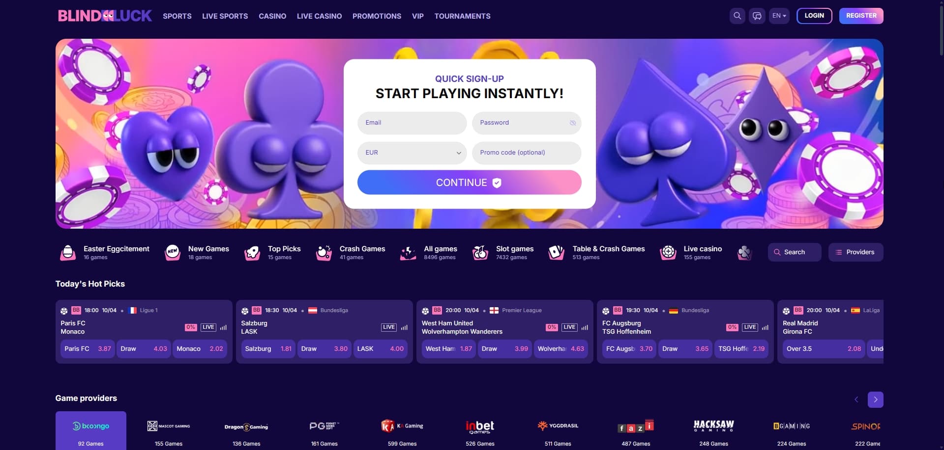 BlindLuck 홈페이지