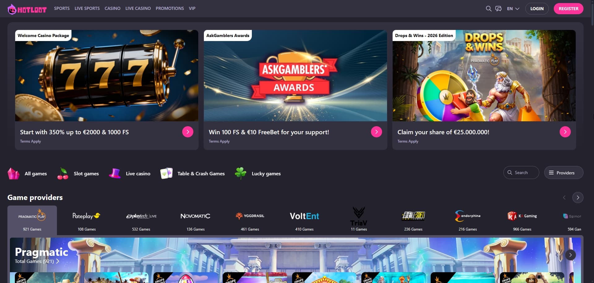 Hotloot 홈페이지