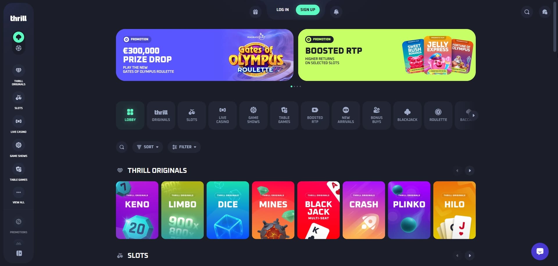 Thrill Casino 홈페이지