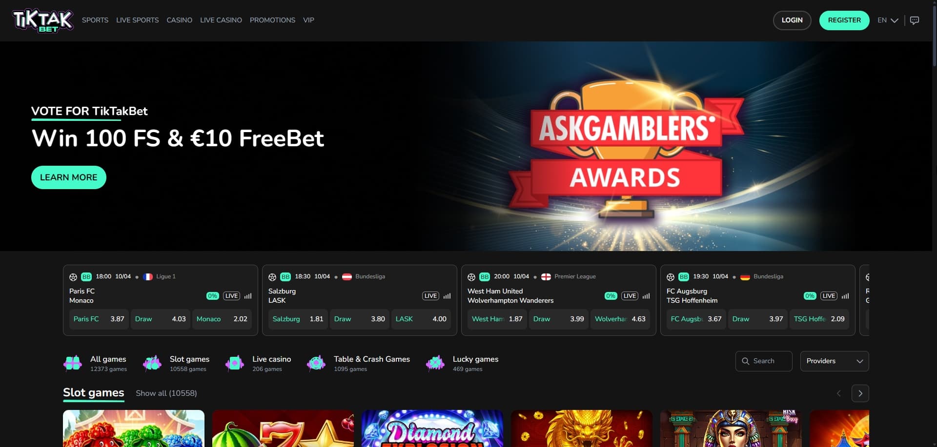 Tik Tak Bet 홈페이지