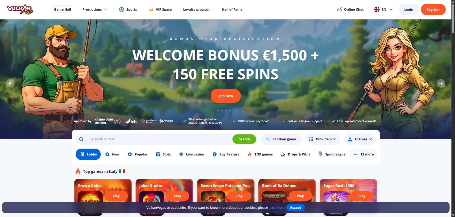 Vulkan Vegas 홈페이지